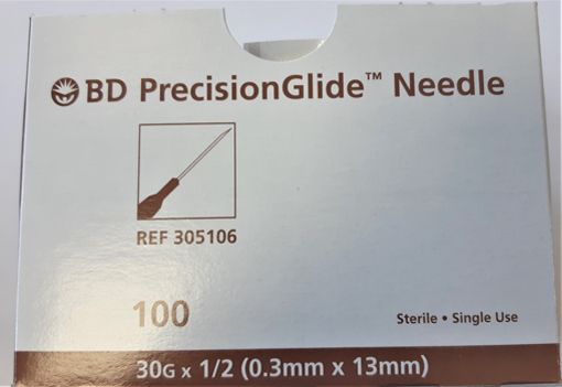Picture of BD PRECISION GLIDE NEEDLE - 30GX0.5IN 100S          